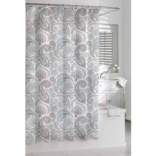 Garden Paisley Blue Grey Shower Curtain