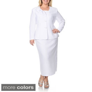 Giovanna Signature Women's Plus-size Mock 3-piece Skirt Suit