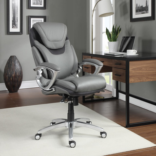 Serta AIR Health and Wellness Light Grey Bonded Leather Executive Office Chair