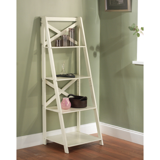 Simple Living Antique White 4-tiered X-Shelf Ladder Case