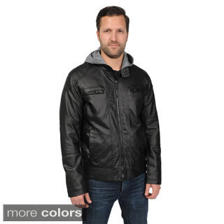 EXcelled Men's Motorcycle Jacket with Attached Jersey Hood
