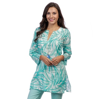 Women's Blue/ White Leaf Print Tunic (India)