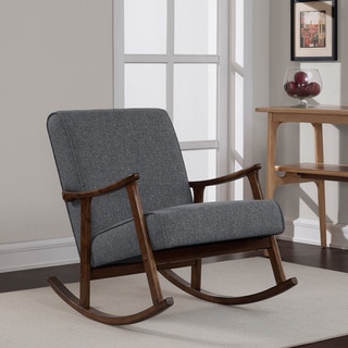 Granite Grey Fabric Retro Wooden Rocker Chair