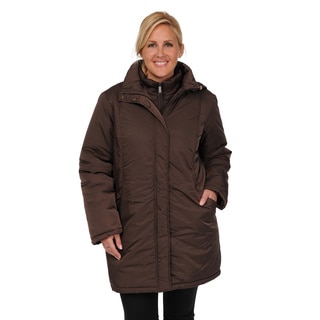 EXcelled Women's Plus Size 3-in-1 Knee-length Jacket