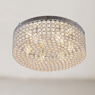 Berta 6-light Chrome Flush Mount Chandelier with Clear Crystals