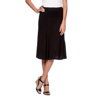 24/7 Comfort Apparel Women's Black Calf-length Skirt