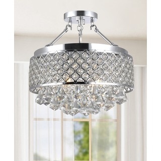 Candice Chrome and Crystal Semi Flush Mount Chandelier