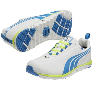 Puma Men's Faas Lite White-Blue Aster-Fluo Yellow Golf Shoes