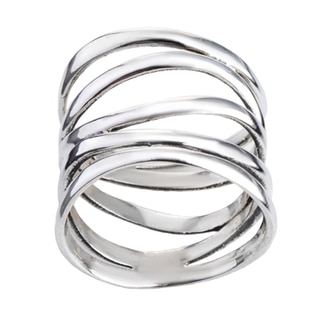 Handmade Wide Five Band Coil Wrap Sterling Silver Ring (Thailand)
