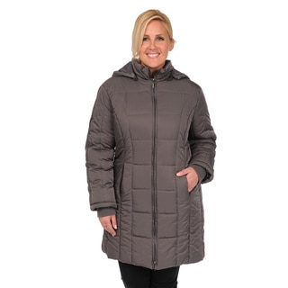 EXcelled Plus Poly Quilted Knee Length Detachable Hood Coat