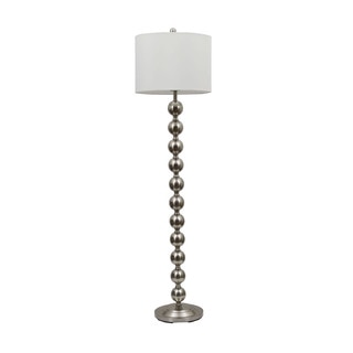 Brushed Steel Stacked Ball Floor Lamp with White Shade
