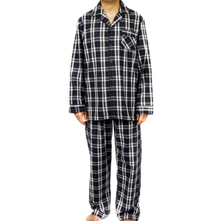 Leisureland Men's 100-percent Cotton Poplin Plaid Pajama Set