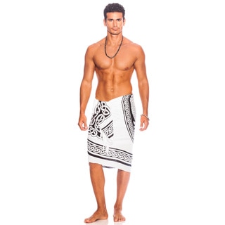 1 World Sarongs Men's Black/ White Maiden and The Dragon Celtic Sarong (Indonesia)