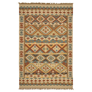 Kosas Home Lark Olive Green Tribal Pattern Indoor/ Outdoor Recycled Kilim (2' x 3')