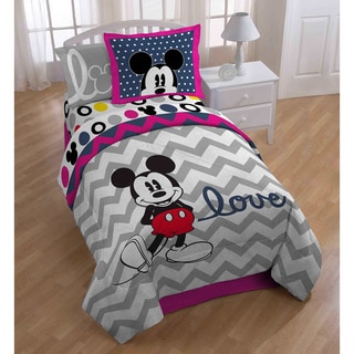 Mickey Microfiber Chevron Comforter and Sheet Set with Pillow Buddy