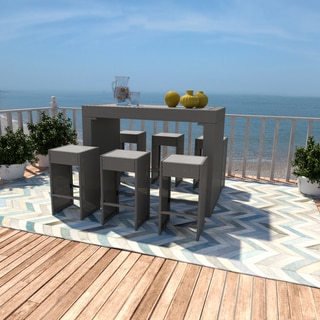 Portfolio Aldrich Grey 7-piece Indoor/Outdoor Resin Wicker Barstool/ Table Set