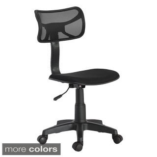 Armless Black Task Chair with Mesh Back