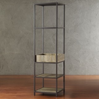 Sadie Industrial Rustic Open Crate Shelf Media Tower by TRIBECCA HOME
