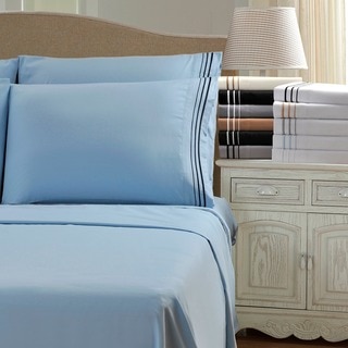 Wrinkle Resistant Embroidered 3-Line Sheet Set with Gift Box