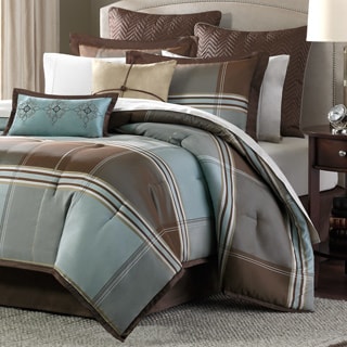 Madison Park Davenport Blue/ Brown 8-piece Comforter Set