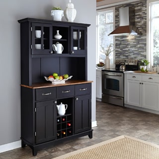 Home Styles Black Hutch Buffet with Wood Top