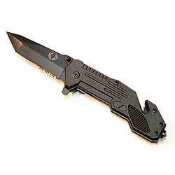 Defender Black 9-inch Spring-assisted Folding Tactical Knife