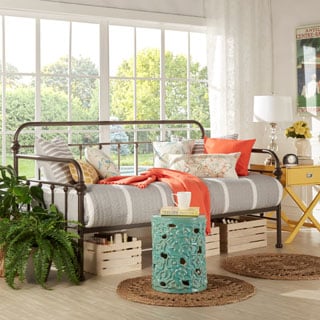 TRIBECCA HOME Giselle Antique Graceful Lines Iron Metal Daybed