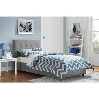 DHP Rose Grey Linen Upholstered Twin Bed