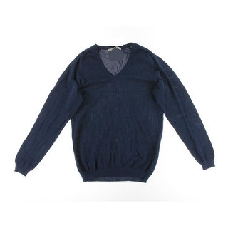 Zara Mens Textured Long Sleeves V-Neck Sweater - M