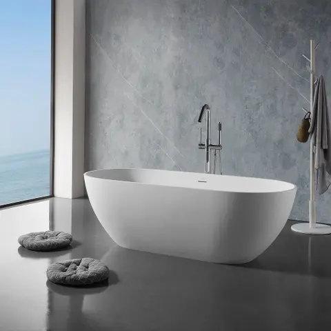 Solid Surface Freestanding Bathtub in Matte White