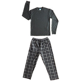 Men's 2 PC Thermal Top & Fleece Lined Pants Pajamas Set (Grey)