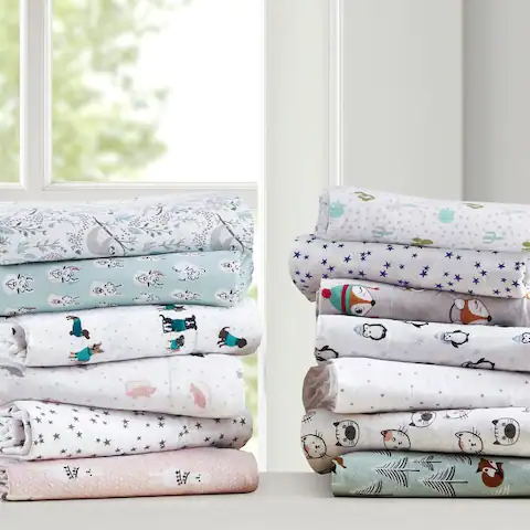 Intelligent Design Cozy Soft Cotton Flannel Printed Sheet Set