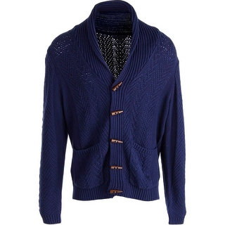 QUINN Mens Cable Knit Long Sleeves Cardigan Sweater - M