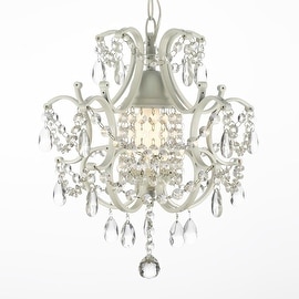 Wrought Iron and Crystal White Chandelier Pendant